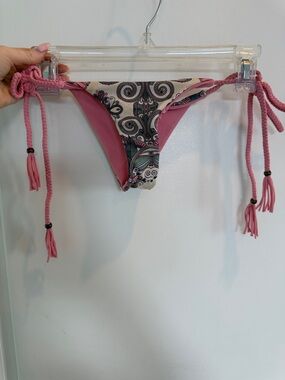 Mara Hoffman Pink Paisley Side-Tie Bikini Bottom